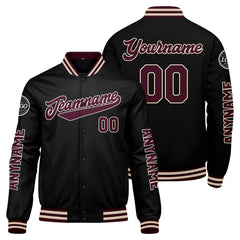 Maßgeschneiderte Braun Schwarz Letterman Varsity Jacket Individuelle Stickerei Druck nach Ihrem Wunsch