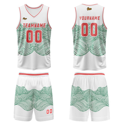 Benutzerdefinierter Grün Rot Basketball Jersey Uniform Anzug gedruckt Ihr Logo Name Nummer