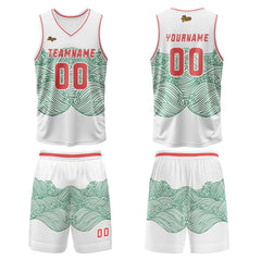 Benutzerdefinierter Grün Rot Basketball Jersey Uniform Anzug gedruckt Ihr Logo Name Nummer