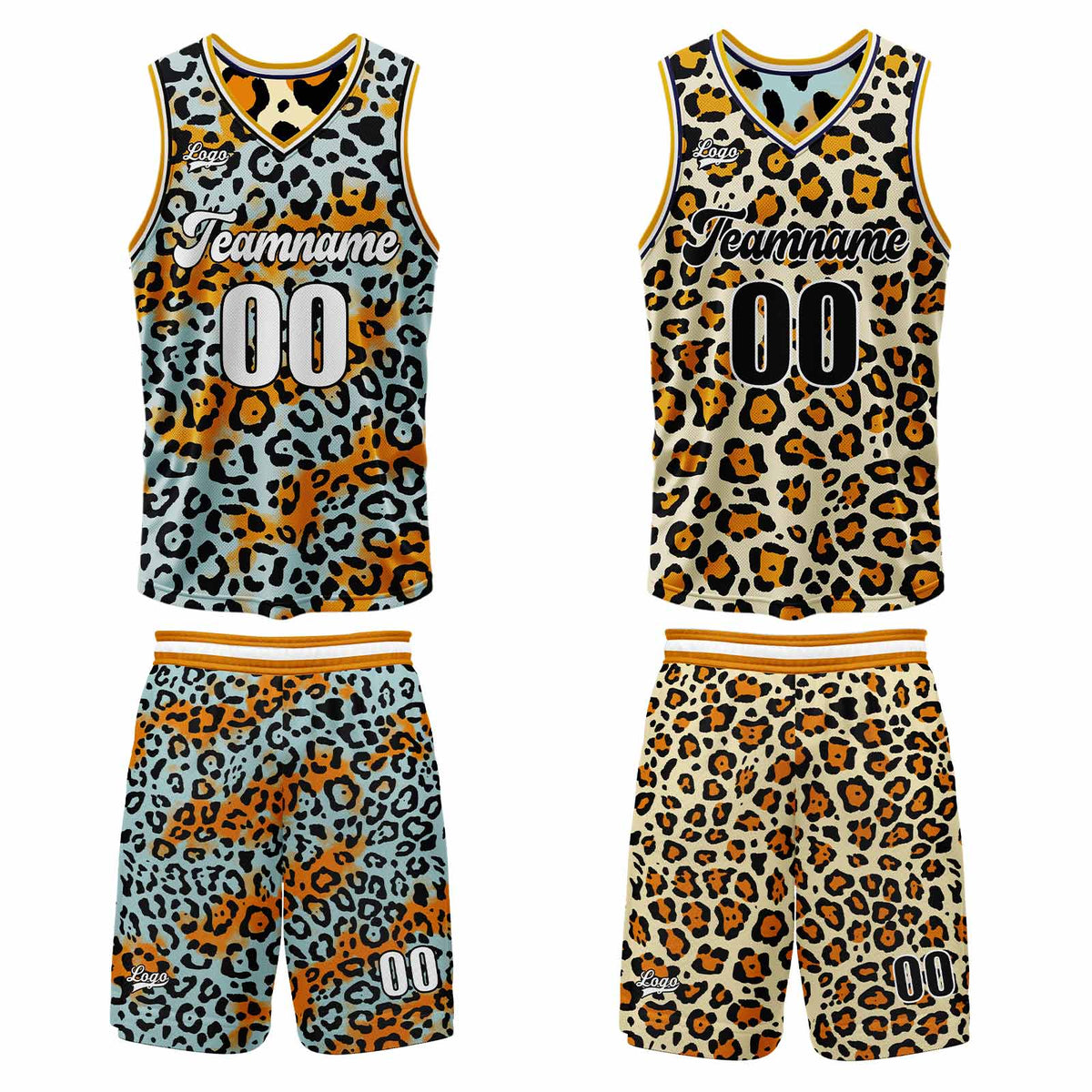 Benutzerdefinierte Eisberg Blau Gelb Reversible Basketball Jersey Personalisierte Print Name Nummer Logo
