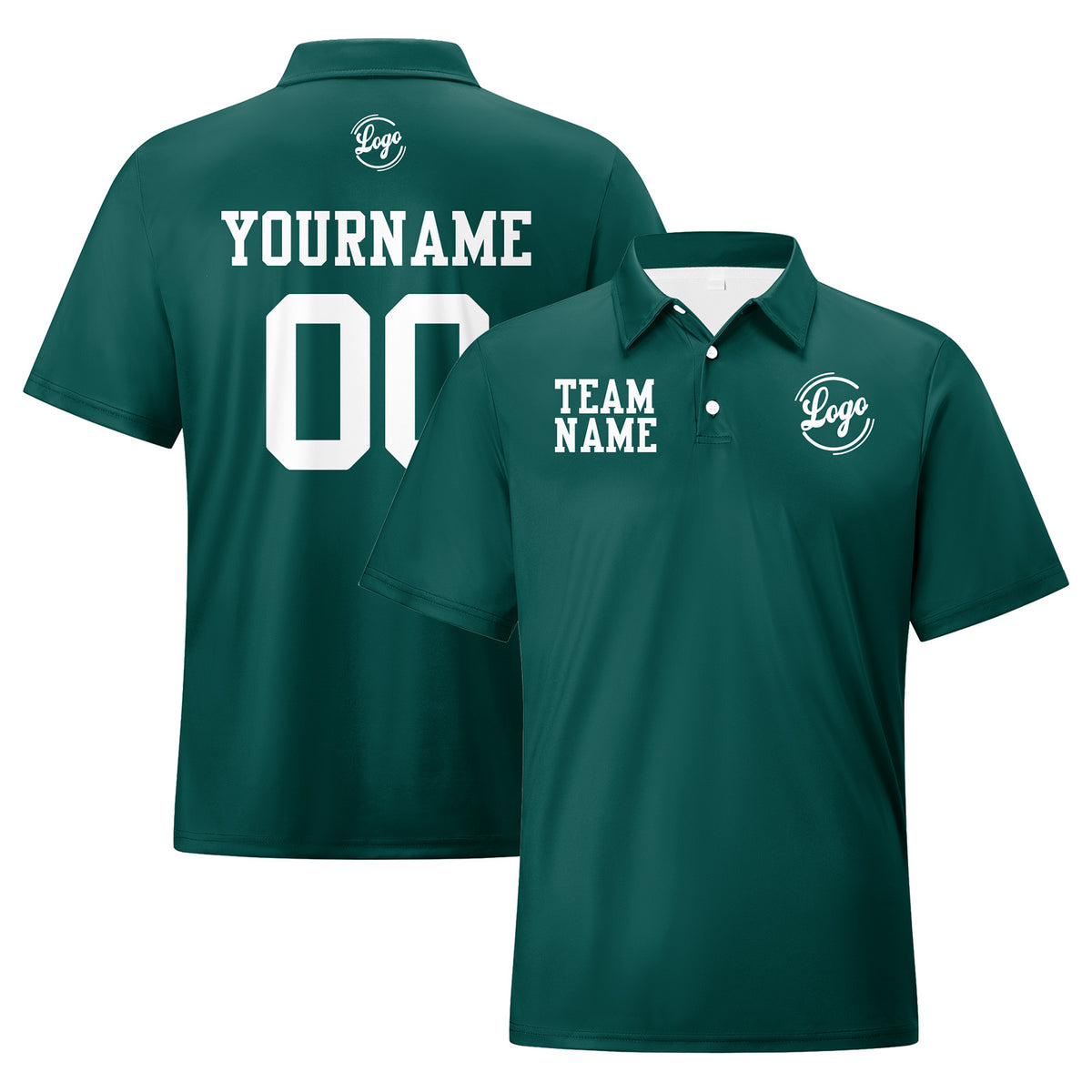Benutzerdefinierte Grün Weiß Fußball Polo-Shirts Fügen Sie Ihr Einzigartiges hinzu Logo/Name/Nummer