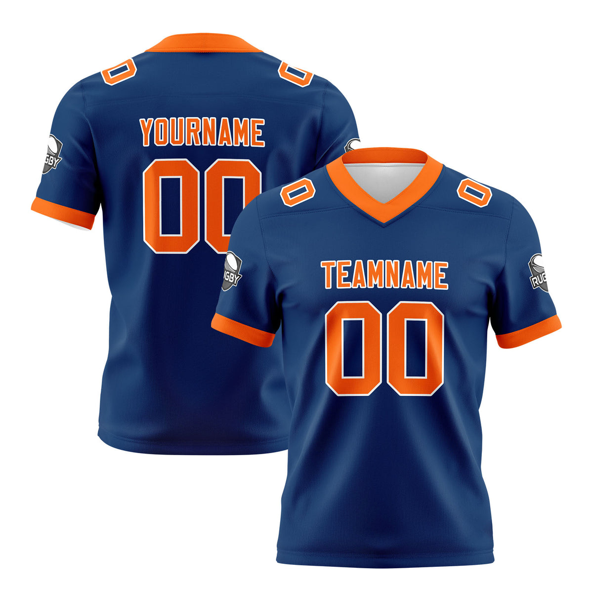 Benutzerdefinierte Blau Orange Fußball Trikots Personalisierter Name Nummer Logo