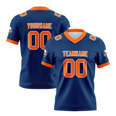 Benutzerdefinierte Blau Orange Fußball Trikots Personalisierter Name Nummer Logo