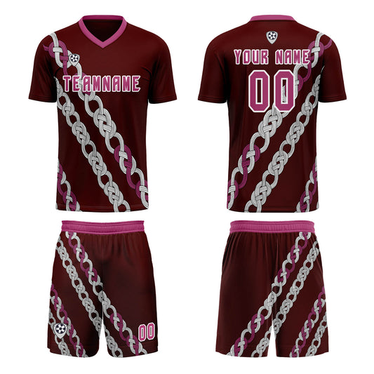 Benutzerdefinierte Rosa Rot Trikots für Männer Frauen Personalisierte Fußball Uniformen für Erwachsene und Kind