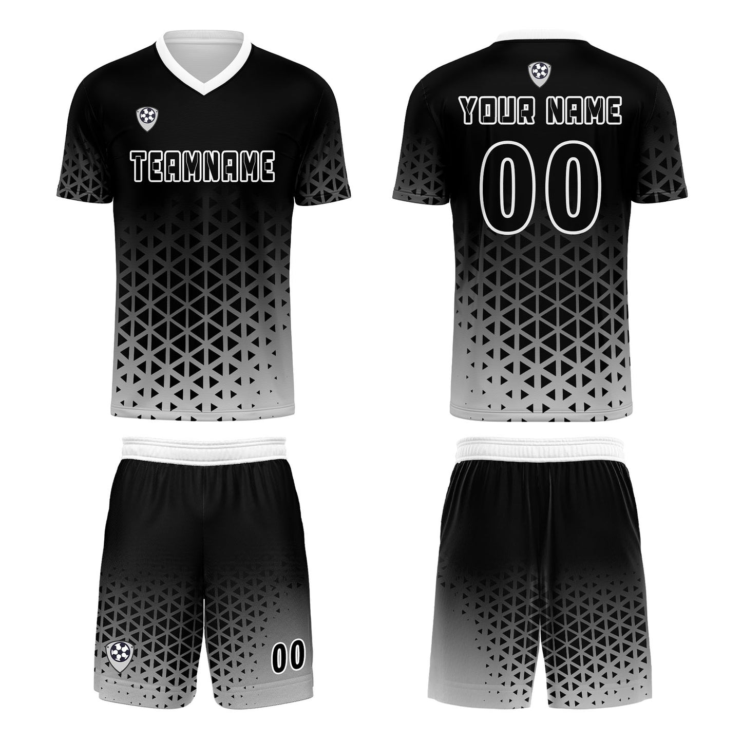 Benutzerdefinierte Schwarz Weiß Trikots für Männer Frauen Personalisierte Fußball Uniformen für Erwachsene und Kind