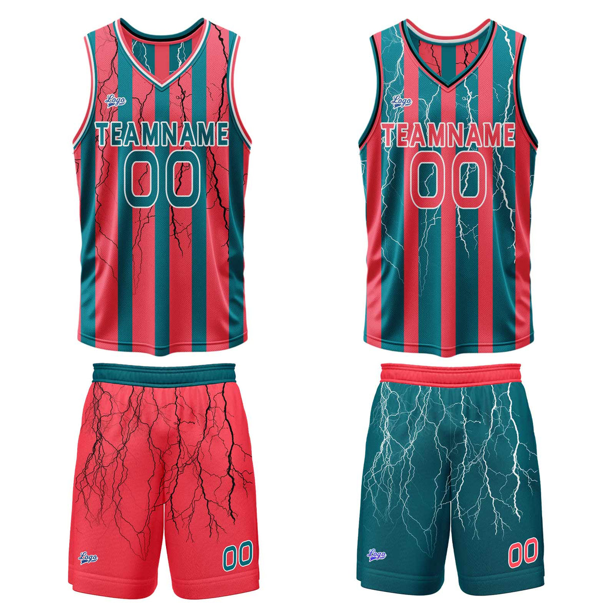Benutzerdefinierte Rot Mitternachtsgrün Reversible Basketball Jersey Personalisierte Print Name Nummer Logo
