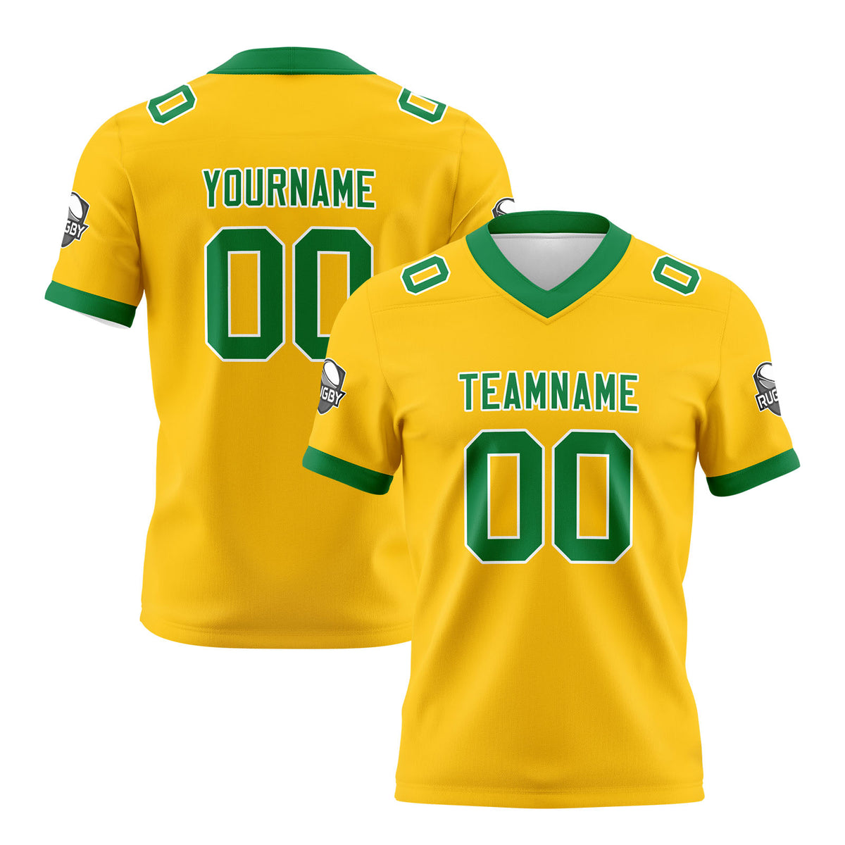 Benutzerdefinierte Gelb Grün Fußball Trikots Personalisierter Name Nummer Logo