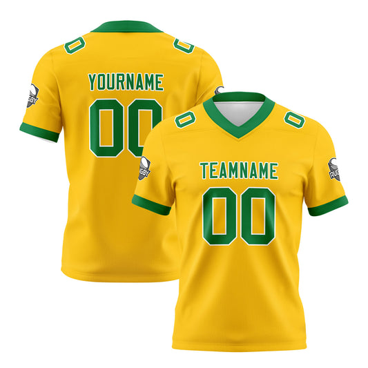 Benutzerdefinierte Gelb Grün Fußball Trikots Personalisierter Name Nummer Logo