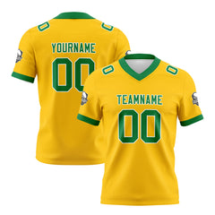 Benutzerdefinierte Gelb Grün Fußball Trikots Personalisierter Name Nummer Logo