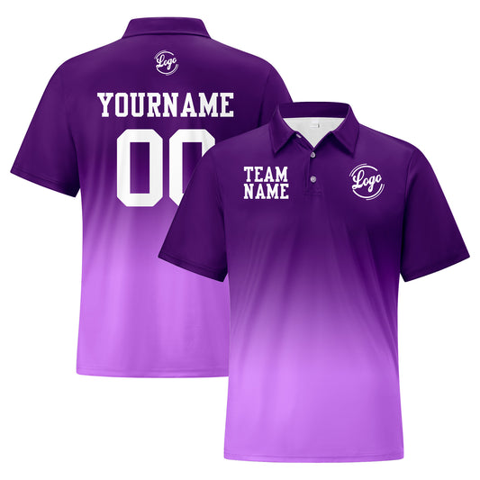 Benutzerdefinierte Lila Lichtlila Fußball Gradient Polo-Shirts Fügen Sie Ihr Einzigartiges hinzu Logo/Name/Nummer
