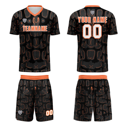 Benutzerdefinierte Schwarz Orange Fußball Trikots für Männer Frauen Personalisierte Fußball Uniformen für Erwachsene und Kind