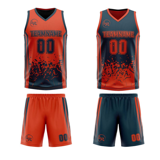 Benutzerdefinierte Langweilig Grün Orange Reversible Basketball Jersey Personalisierte Drucken Name Nummer Logo