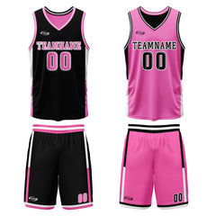 Benutzerdefinierte Schwarz Rosa Reversible Basketball Jersey Personalisierte Drucken Name Nummer Logo