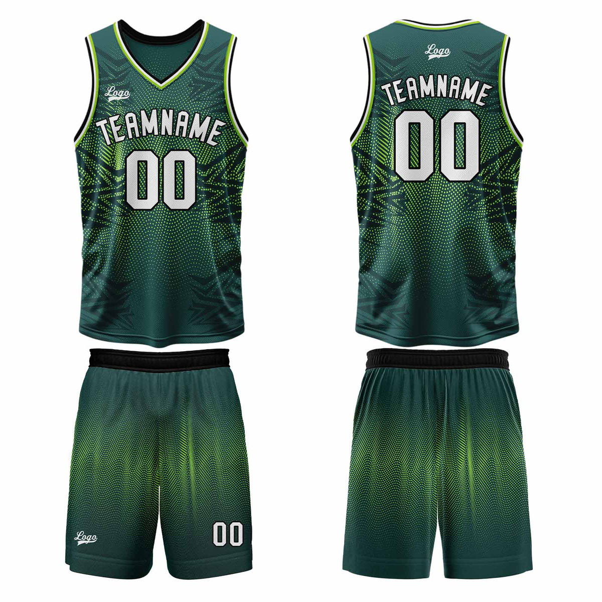 Benutzerdefinierter  Grün Basketball Jersey Uniform Anzug gedruckt Ihr Logo Name Nummer