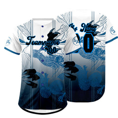 Benutzerdefiniert Blau Weiß Personalisierter Baseball Jersey mit Farbverlauf Team Uniform mit Namen und Nummer