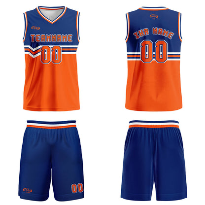 Benutzerdefinierter Blau Orange Weiß Basketball Jersey Uniform Anzug gedruckt Ihr Logo Name Nummer