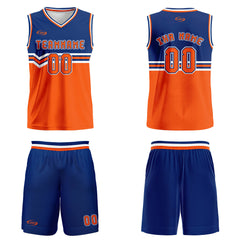 Benutzerdefinierter Blau Orange Weiß Basketball Jersey Uniform Anzug gedruckt Ihr Logo Name Nummer