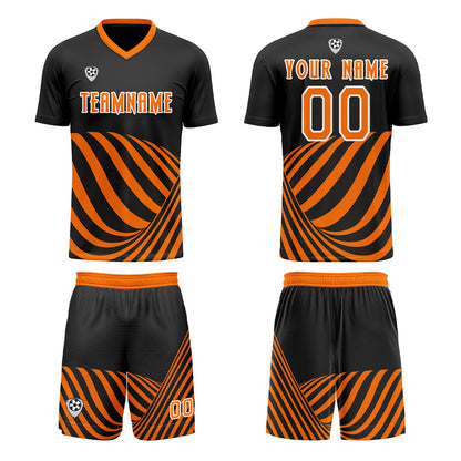 Benutzerdefinierte Schwarz Orange Trikots für Männer Frauen Personalisierte Fußball Uniformen für Erwachsene und Kind