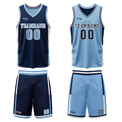 Benutzerdefinierte Marineblau Reversible Basketball Jersey Personalisierte Drucken Name Nummer Logo
