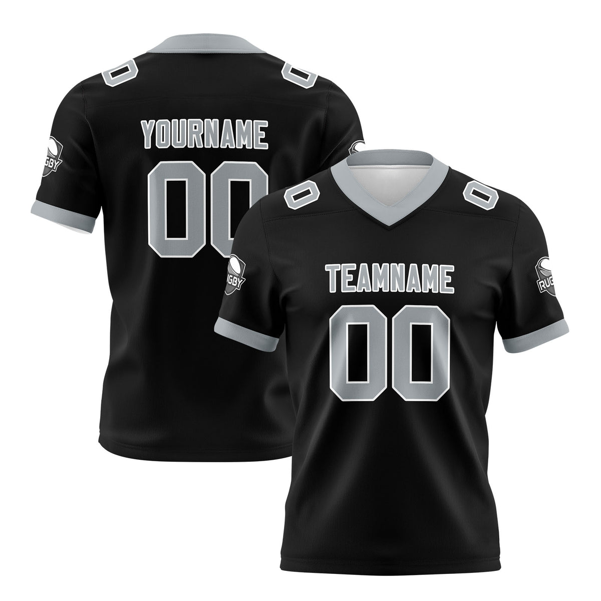 Benutzerdefinierte Schwarz Grau Fußball Trikots Personalisierter Name Nummer Logo