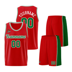 Individuelle Rot Grün Basketball Jersey Shorts für Männer und Frauen Gestickter und gedruckter Name, Nummer und Logo