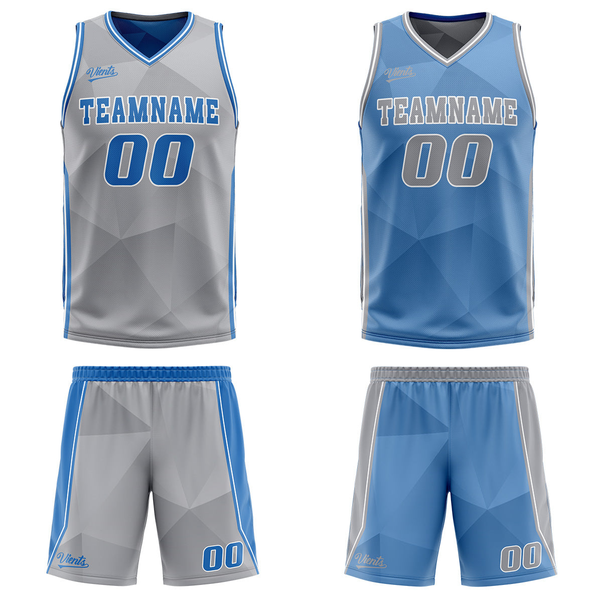 Benutzerdefinierte Grau Blau Reversible Basketball Jersey Personalisierte Drucken Name Nummer Logo