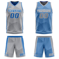 Benutzerdefinierte Grau Blau Reversible Basketball Jersey Personalisierte Drucken Name Nummer Logo