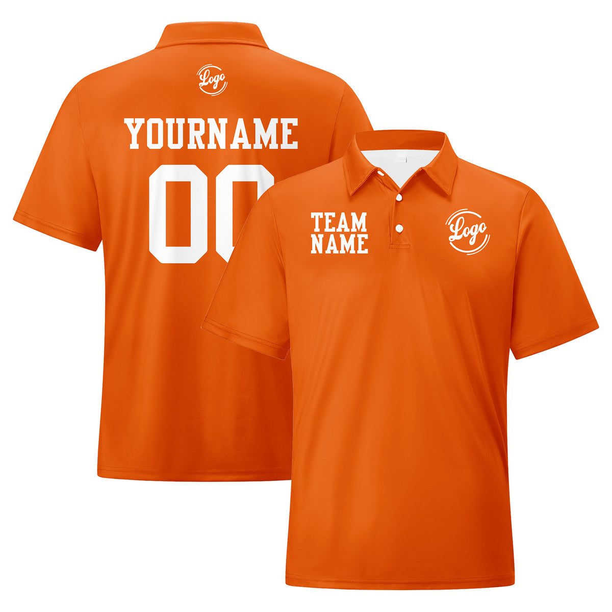 Benutzerdefinierte Orange Weiß Fußball Polo-Shirts Fügen Sie Ihr Einzigartiges hinzu Logo/Name/Nummer