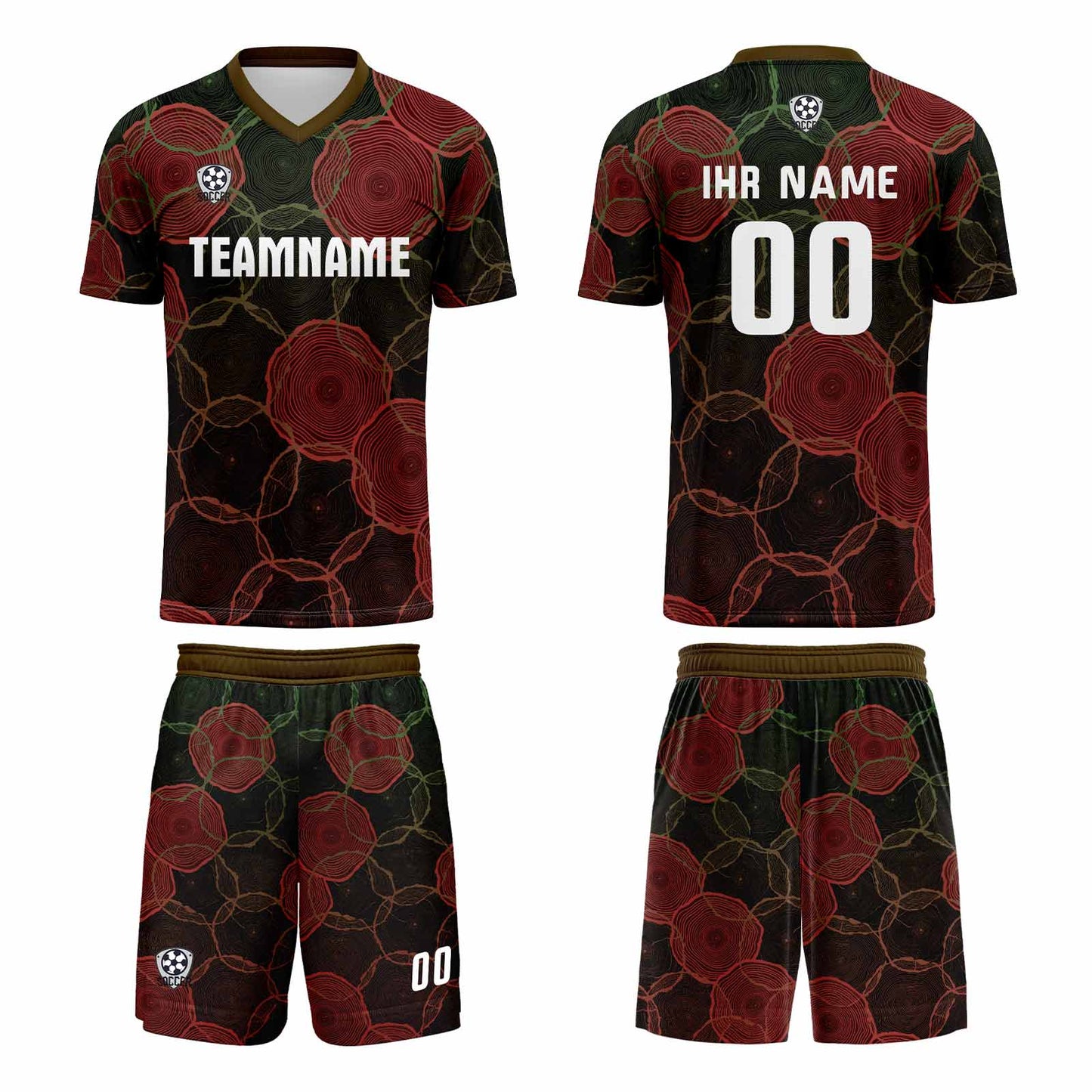 Benutzerdefinierte Schwarz Rot Gradient Trikots für Männer Frauen Personalisierte Fußball Uniformen für Erwachsene und Kind