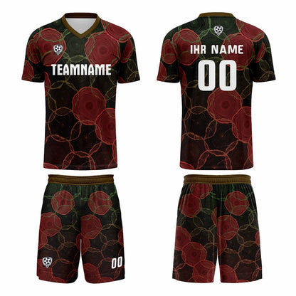 Benutzerdefinierte Schwarz Rot Gradient Trikots für Männer Frauen Personalisierte Fußball Uniformen für Erwachsene und Kind