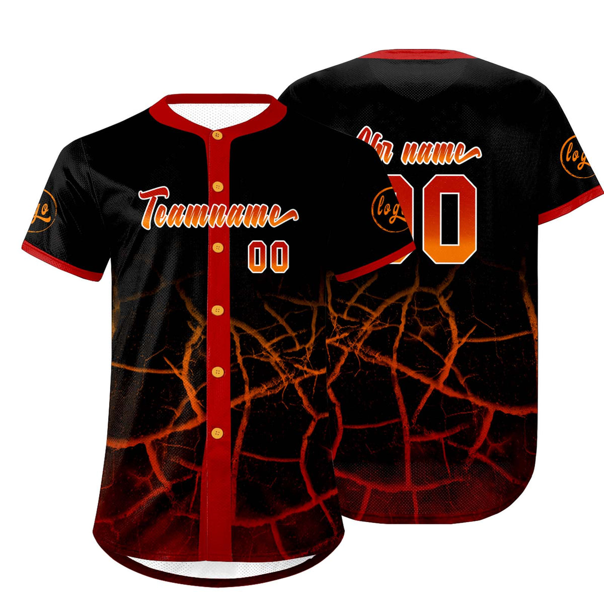 Benutzerdefiniert Schwarz Rot Personalisierter Baseball Jersey mit Farbverlauf Team Uniform mit Namen und Nummer