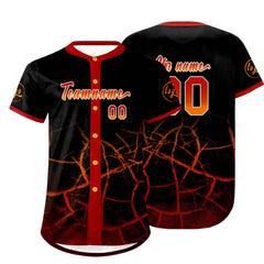 Benutzerdefiniert Schwarz Rot Personalisierter Baseball Jersey mit Farbverlauf Team Uniform mit Namen und Nummer