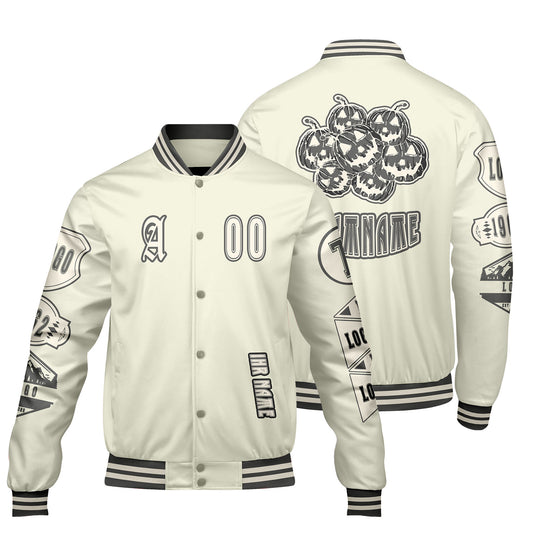 Maßgeschneiderte Weiß Letterman Varsity Jacket Individuelle Stickerei  Druck nach Ihrem Wunsch