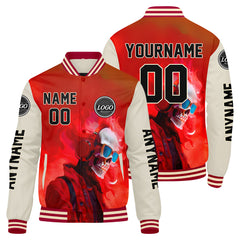 Maßgeschneiderte Rot Creme Letterman Varsity Jacket Individuelle Stickerei Druck nach Ihrem Wunsch