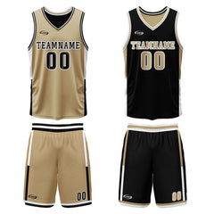 Benutzerdefinierte Gold Schwarz Reversible Basketball Jersey Personalisierte Drucken Name Nummer Logo