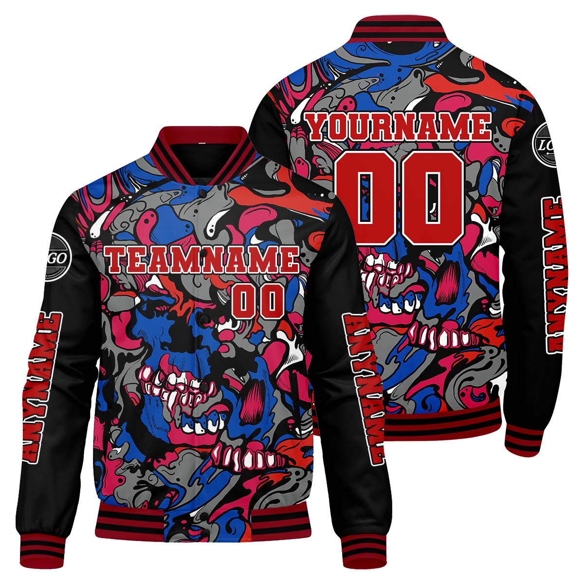 Maßgeschneiderte Rot Königliche Letterman Varsity Jacket Individuelle Stickerei Druck nach Ihrem Wunsch