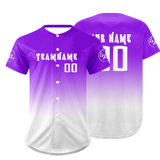Benutzerdefiniert Lila Weiß Personalisierter Baseball Jersey mit Farbverlauf Team Uniform mit Namen und Nummer