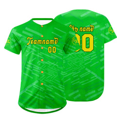 Benutzerdefiniert Grün Gelb Personalisierter Baseball Jersey mit Farbverlauf Team Uniform mit Namen und Nummer