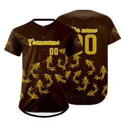 Benutzerdefiniert Braun Gelb Personalisierter Baseball Jersey mit Farbverlauf Team Uniform mit Namen und Nummer