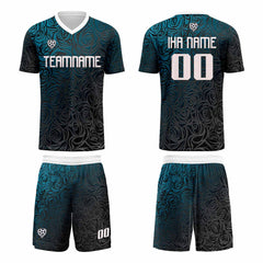 Benutzerdefinierte Blaues Silber Trikots für Männer Frauen Personalisierte Fußball Uniformen für Erwachsene und Kind