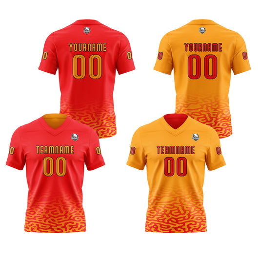 Benutzerdefinierte Rot Orange Reversibel Fußball Trikot Personalisierte Gradient Fußball Shirts für Männer gedruckt Team Name Nummer Logo