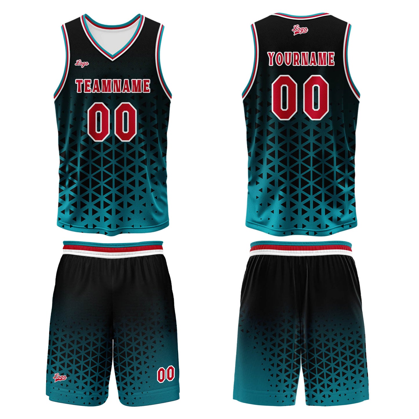 Benutzerdefinierter Grün Rot Basketball Jersey Uniform Anzug gedruckt Ihr Logo Name Nummer