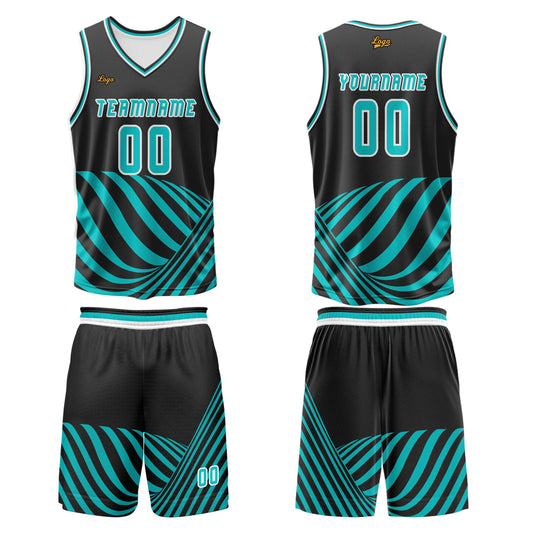 Benutzerdefinierter Wasser Blau Basketball Jersey Uniform Anzug gedruckt Ihr Logo Name Nummer