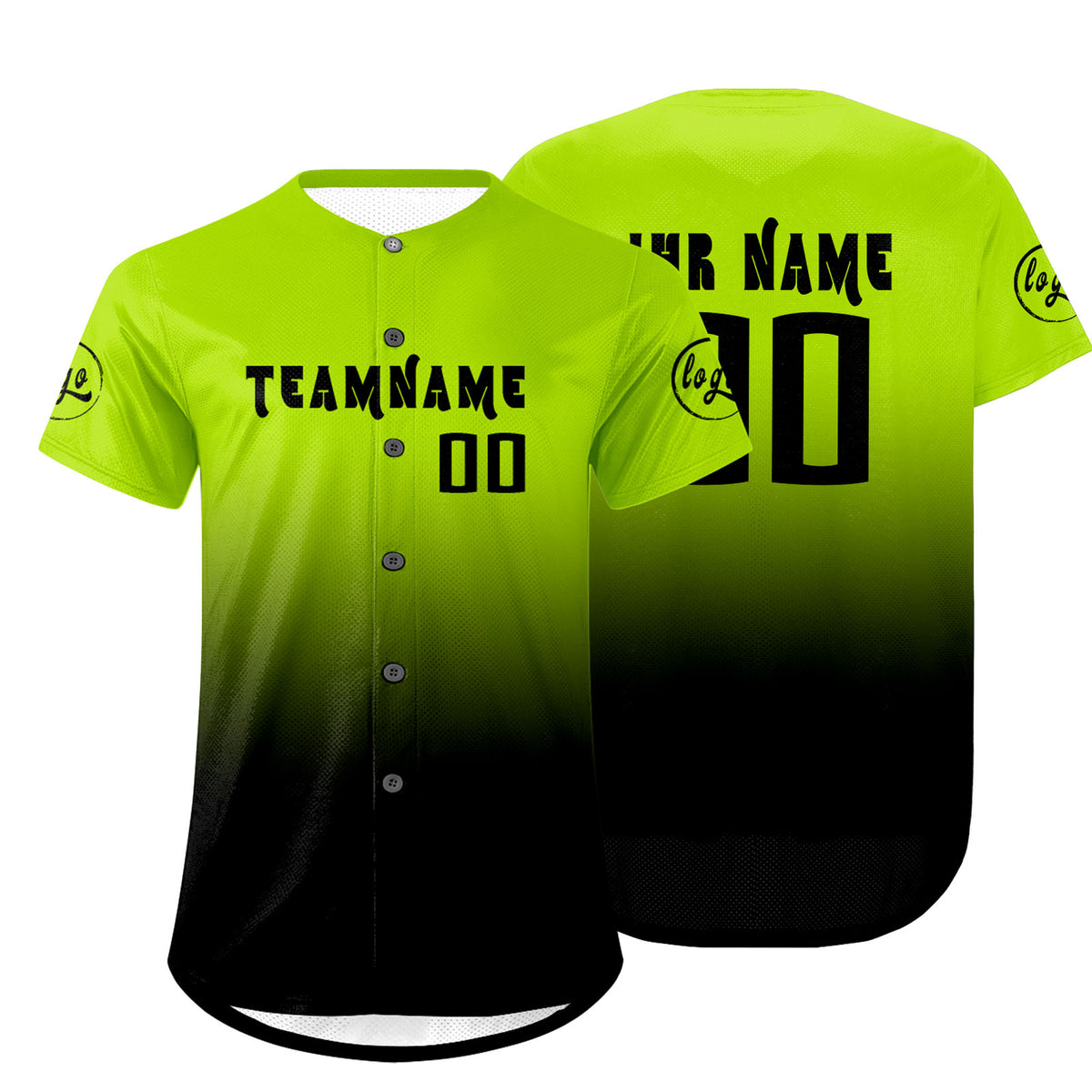 Benutzerdefiniert Hell Cyan Schwarz Personalisierter Baseball Jersey mit Farbverlauf Team Uniform mit Namen und Nummer