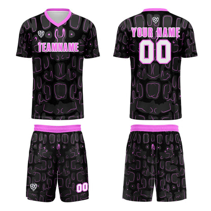 Benutzerdefinierte Schwarz Rose Rot Fußball Trikots für Männer Frauen Personalisierte Fußball Uniformen für Erwachsene und Kind