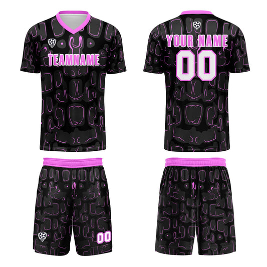 Benutzerdefinierte Schwarz Rose Rot Fußball Trikots für Männer Frauen Personalisierte Fußball Uniformen für Erwachsene und Kind