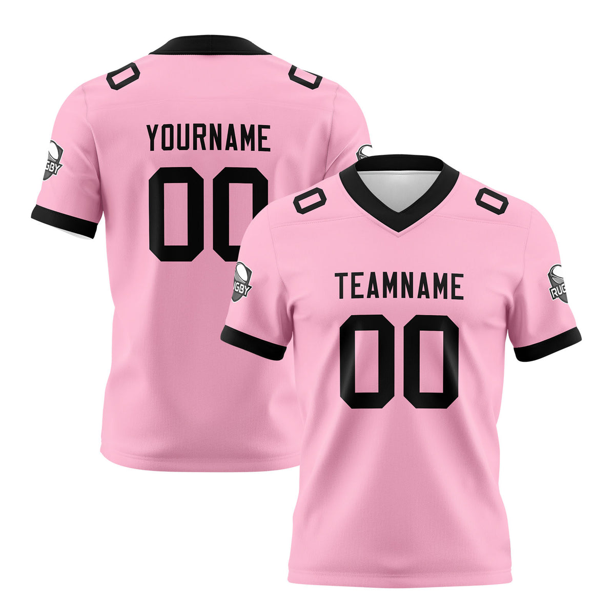 Benutzerdefinierte Rosa Schwarz Fußball Trikots Personalisierter Name Nummer Logo