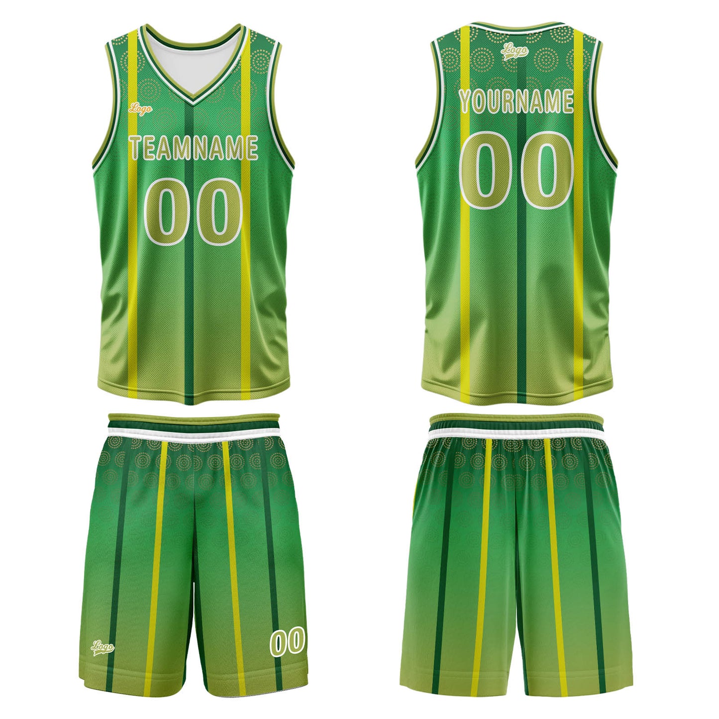 Benutzerdefinierter Grün Basketball Jersey Uniform Anzug gedruckt Ihr Logo Name Nummer