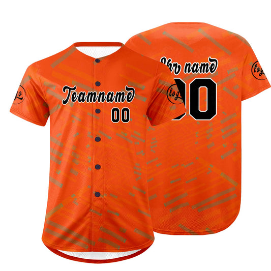 Benutzerdefiniert Orange Schwarz Personalisierter Baseball Jersey mit Farbverlauf Team Uniform mit Namen und Nummer