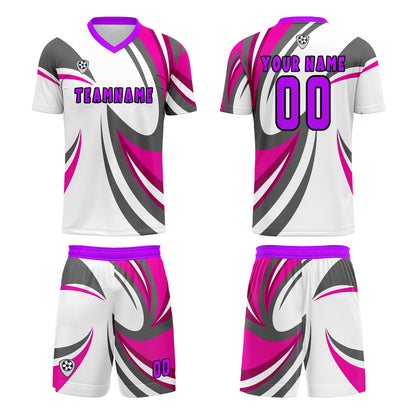Benutzerdefinierte Weiß Rosa Trikots für Männer Frauen Personalisierte Fußball Uniformen für Erwachsene und Kind